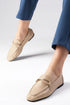 حذاء لوفر من الجلد الطبيعي بلون بيج