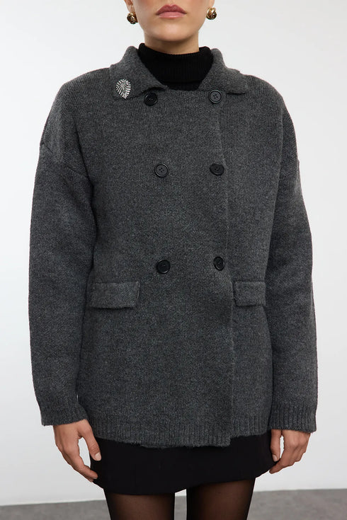 جرزة صوفية ناعمة لون رمادي غامق