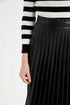Leather Pleated Midi Skirt -Black