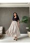 Stone Color Tie Waist Skirt
