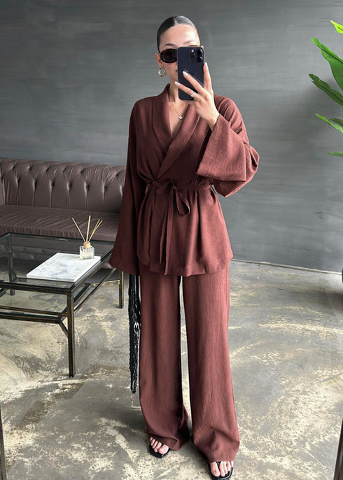 طقم كيمونو باللون البني