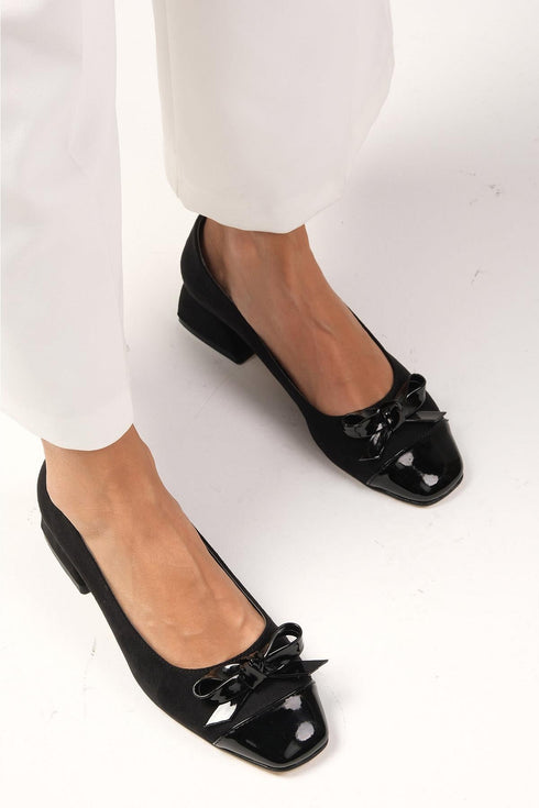 Black Color Short Heeled Shoes