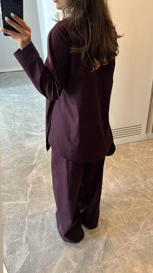طقم نسائي قطعتين لون برغندي