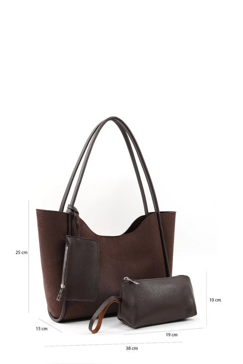 حقيبة كتف نسائية مع حقيبة مكياج