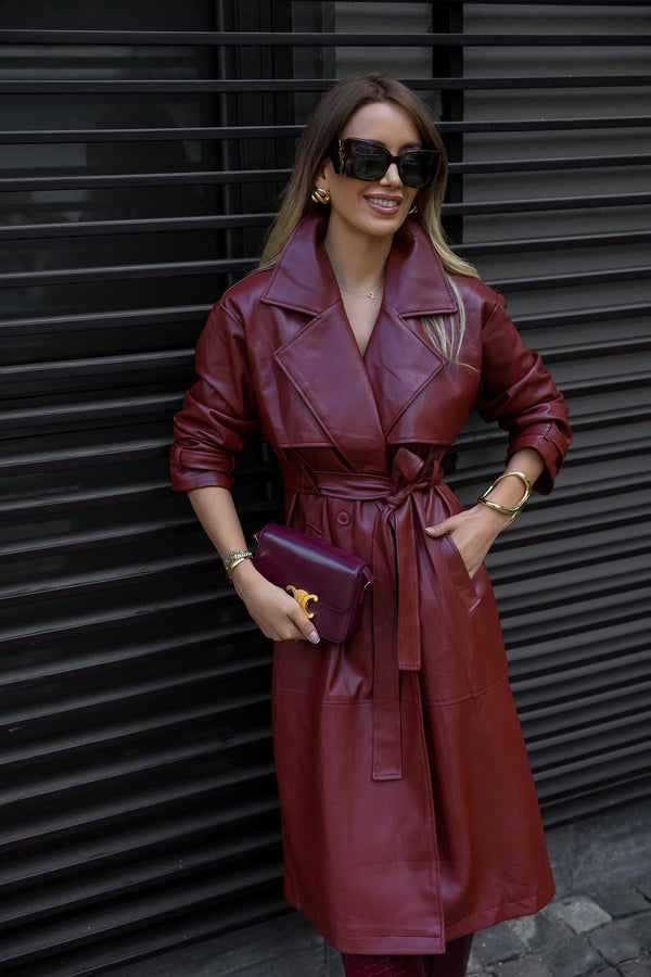 جكيت جلد لون بوردو