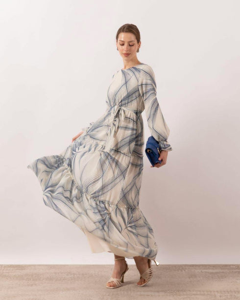 فستان شيفون لون أزرق