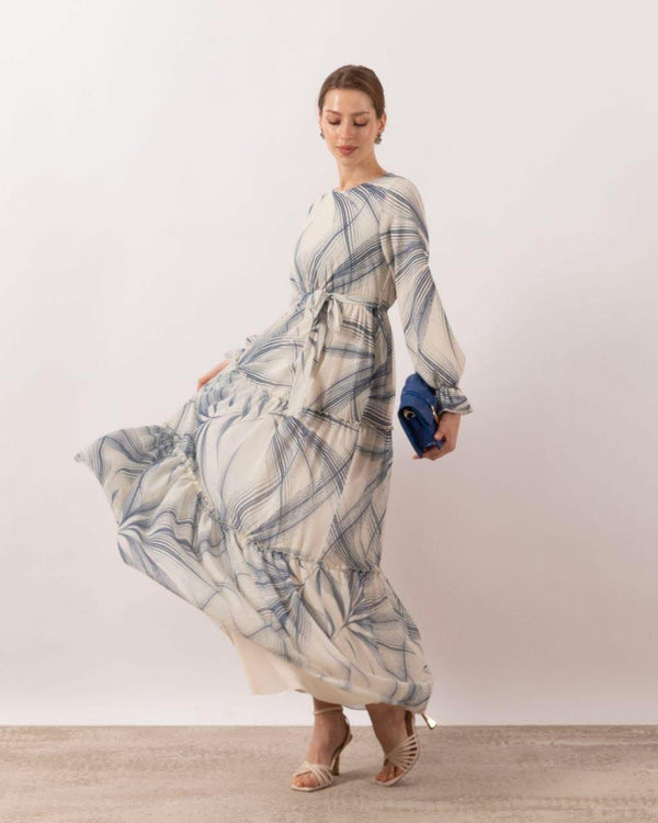 فستان شيفون لون أزرق