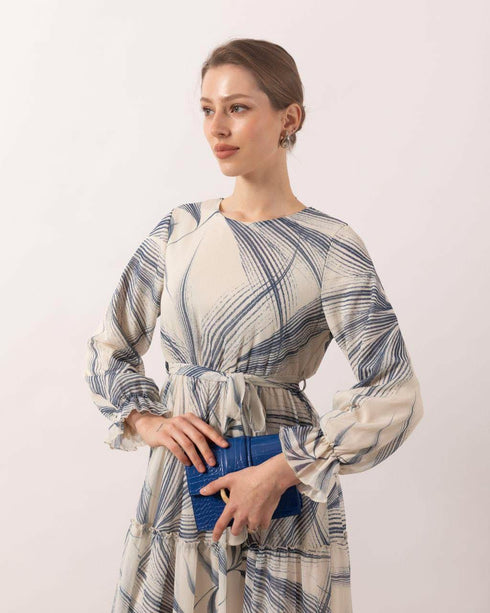 فستان شيفون لون أزرق