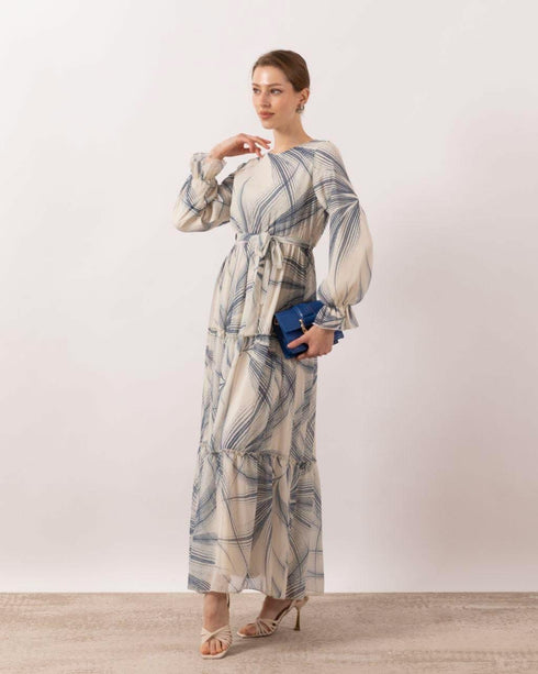 فستان شيفون لون أزرق