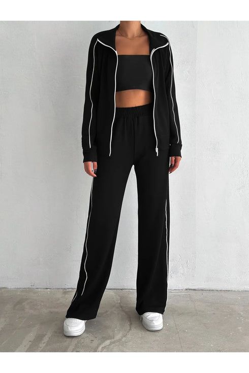 طقم جاكيت وبنطلون لون أسود