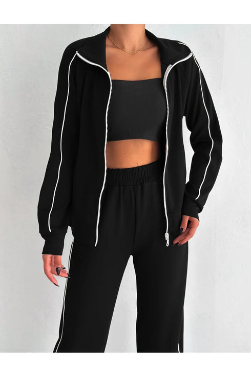 طقم جاكيت وبنطلون لون أسود