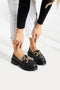 Black Gold Detailed Oxford Shoes