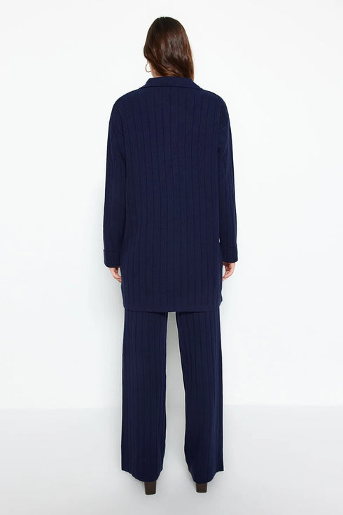 طقم تريكو نسائي - لون كحلي