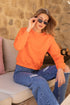 Slogan Embroidered Sweat - ORANGE