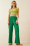 Women Green Elastic Waist Trousers