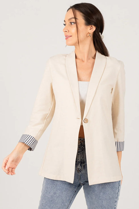 Cream Striped Jacket