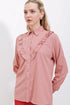 قميص بأكمام طويلة مكشكش - وردي
