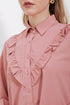 قميص بأكمام طويلة مكشكش - وردي