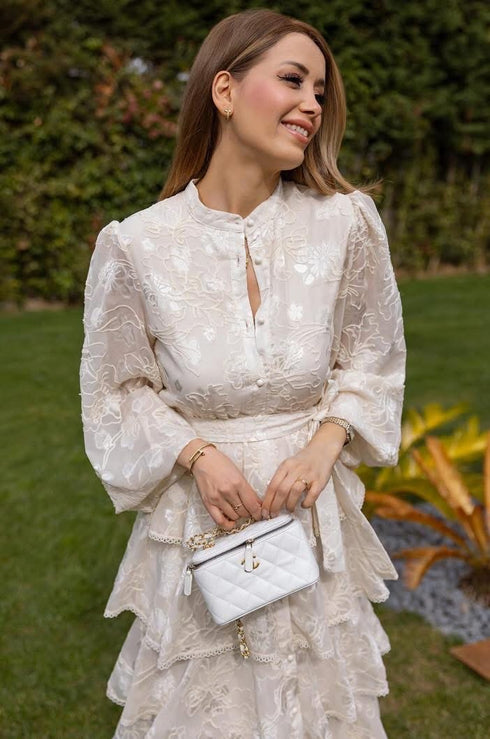 فستان - كريمي