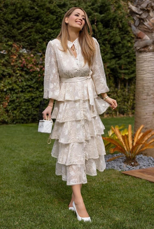 فستان - كريمي