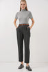 بنطلون قماش بحزام - رمادي