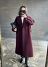 معطف طويل جوخ مبطن- بوردو
