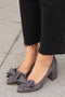 Gray Bow Heeled Shoes
