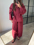 طقم نسائي قطعتين لون بوردو