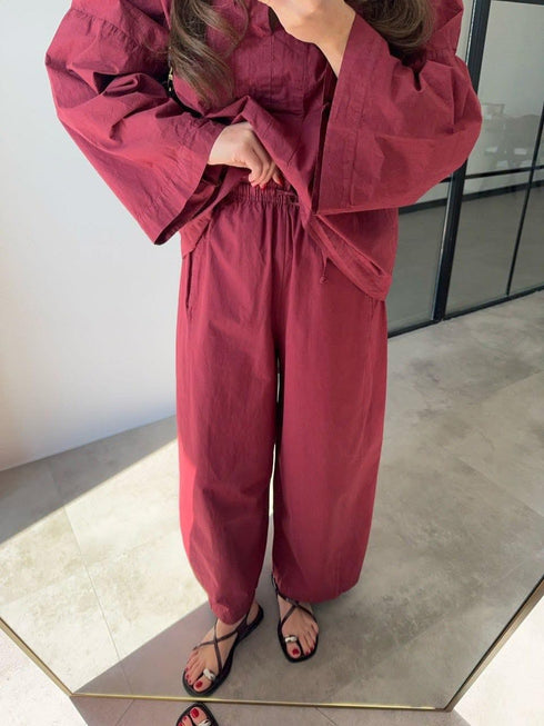 طقم نسائي قطعتين لون بوردو