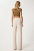 بنطلون نسائي بخصر عالي - كريمي
