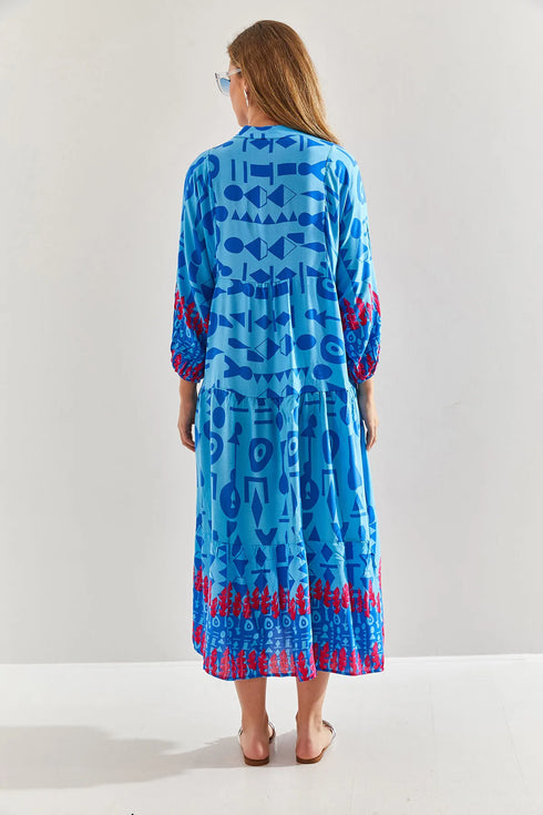 فستان للنساء من الفيسكوز -لون أزرق