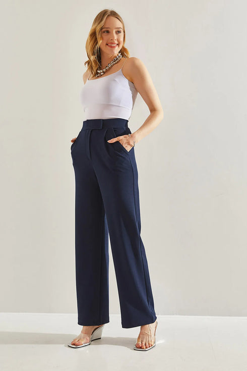 بنطلون نسائي خصر عالي - لون كحلي