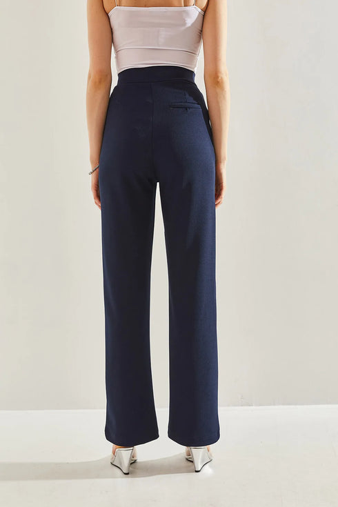 بنطلون نسائي خصر عالي - لون كحلي