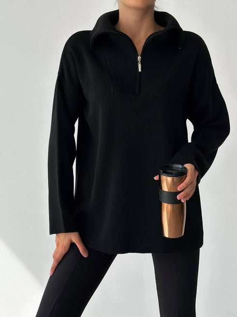 BLACK KNITWEAR SWEATER