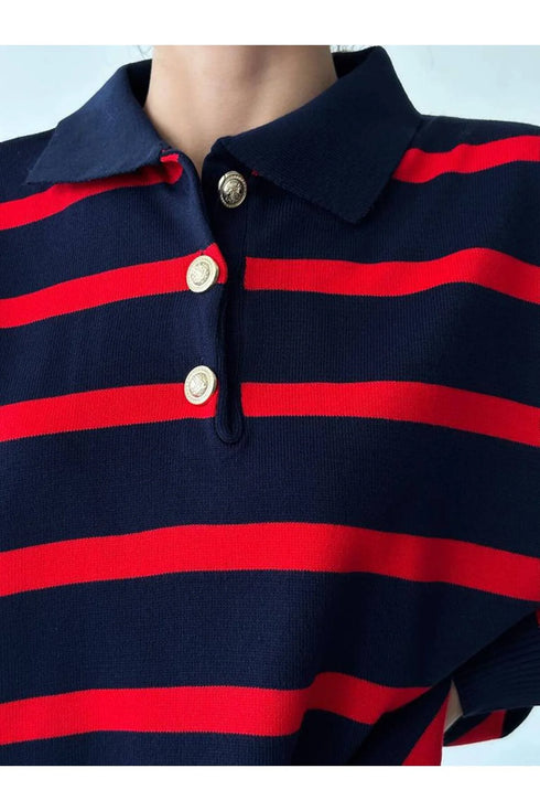Polo Neck Striped Sweater
