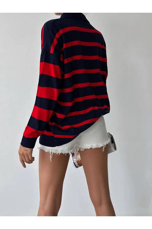 Polo Neck Striped Sweater
