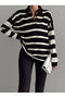 Polo Neck Striped Sweater - Black