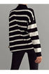 Polo Neck Striped Sweater - Black