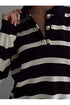 Polo Neck Striped Sweater - Black