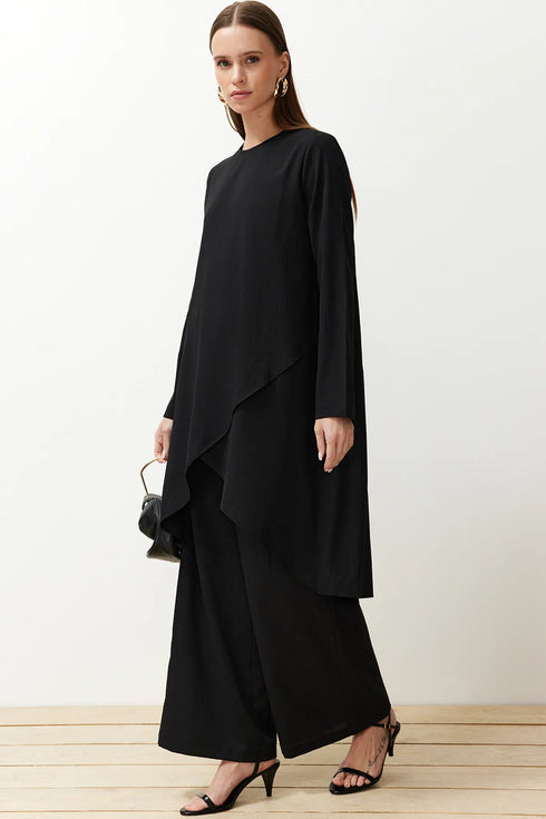 طقم بنطال و تونيك باللون الأسود