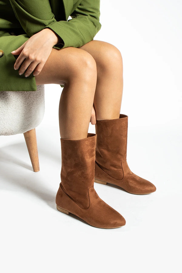 Tan Suede Cowboy Boots