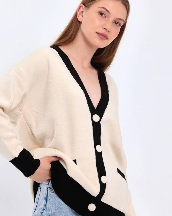 Women Knitwear Cardigan-Beige