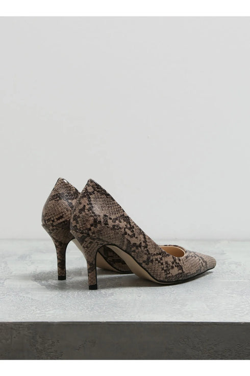 حذاء نسائي كعب عالي منقوش بجلد الافعى
