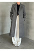 معطف طويل لون رمادي