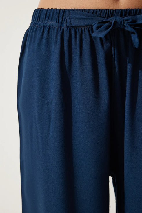 بنطلون نسائي من الفيسكوز باللون الكحلي