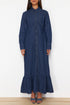 فستان جينز طويل باللون الأزرق الغامق