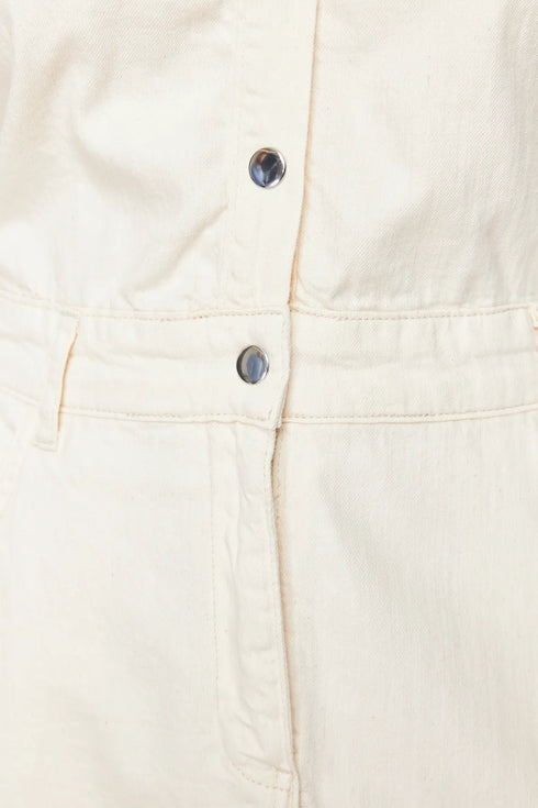 فستان ماكسي من الدنيم بلون إكرو