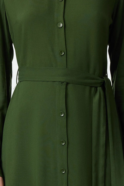 فستان من الفيسكوز باللون الأخضر الغامق