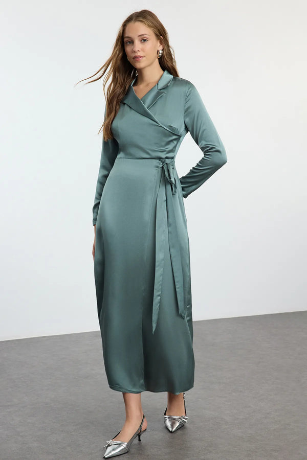 فستان سهرة نسائي من الساتان المنسوج