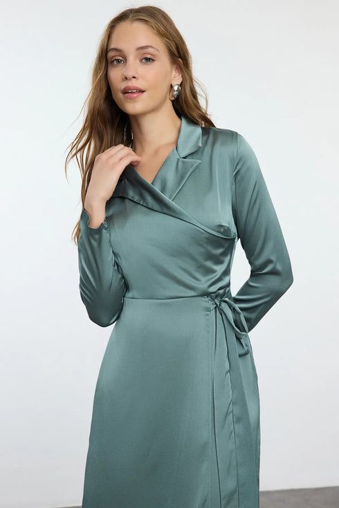 فستان سهرة نسائي من الساتان المنسوج